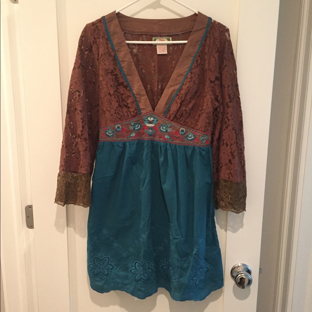 Flying Tomato Boho Peasant Dress Large